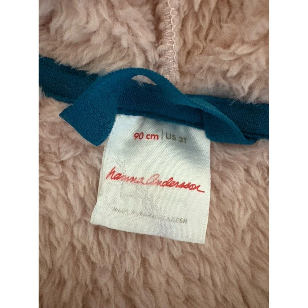 Hanna Andersson Marshmallow Fleece Jacket, Pink with Teal Trim, Size 3T